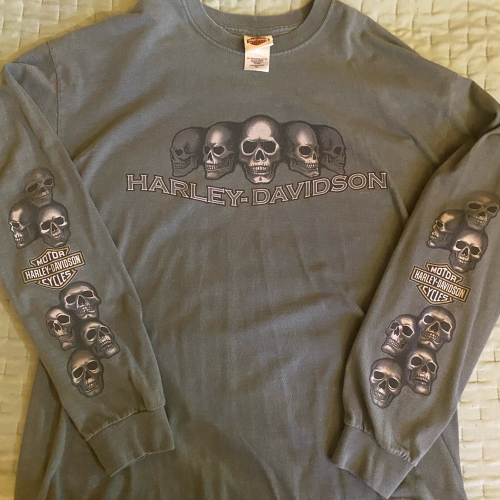 Harley-Davidson Gray Skull Long Sleeve Shirt